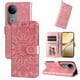 thumbnail image 1 of Funda tipo cartera FOXDOCK para Vivo V50 , diseño girasol en relieve, cuero PU, cierre magnético, soporte y tarjetero, 1 of 4