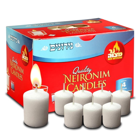 Velas Ner Mitzvah 72 unidades, 4 h, cera Neironim
