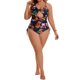 thumbnail image 5 of Agnes Orinda Traje de Baño de Una Pieza para Mujer Tallas Grandes Escuela Colegio Estampado Tirantes Cruzados Control de Abdomen Traje de Baño Monokini con Recortes 3X Amarillo Rojo Floral, 5 of 8