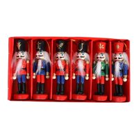 Magideal - Figuras De Cascanueces De Madera Brillante Coleccionables Decoración Hecha A Mano Adornos De Cascanueces De Navidad De Escritorio Conjunto Para El