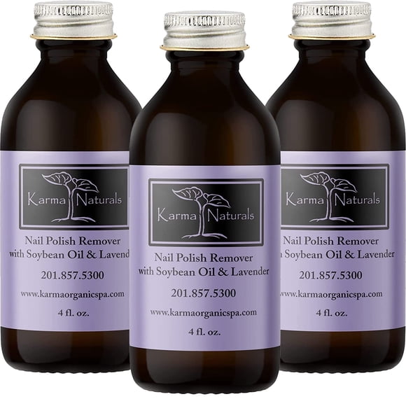 Quitaesmalte Karma Organic con aceite de soja y aceite de lavanda, no tóxico, vegano, libre de crueldad animal, sin acetona, fortalecedor de uñas para uñas, 12 onzas líquidas (paquete de 3)