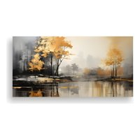 Genérico - Cuadro Árboles Abstractos Plata Y Oro 100X50 Cm