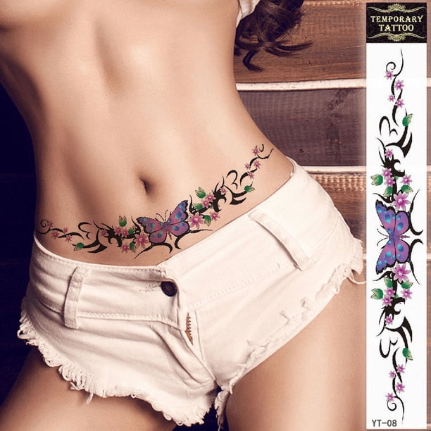 Interesting Tattoo Belt Waterproof Tattoo Stickers Personalized Environmental Protection Sexy Garland Waist Stickers Tattoo Stickers