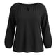 thumbnail image 5 of GRACE & GRANDEUR Blusas de Punto con Mangas de Farol y Cuello de Ojal para Mujer de Talla Grande 4X Negro, 5 of 7