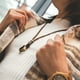 thumbnail image 4 of Collar unisex de cuero con anillo numeros romanos, 4 of 6