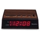 thumbnail image 1 of Reloj despertador Westclox estilo madera retro con pantalla LED roja, 1 of 7