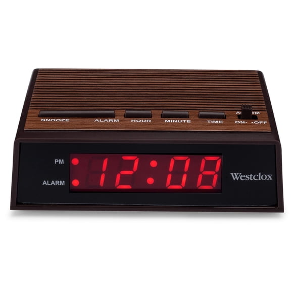 Reloj despertador Westclox estilo madera retro con pantalla LED roja
