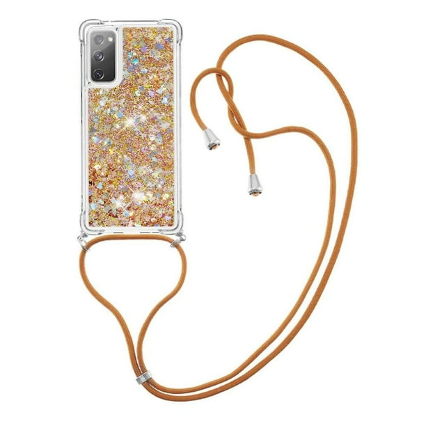 Funda FOXDOCK para Samsung Galaxy S20 FE con Cuerda Ajustable, Brillo Líquido, Protección Antigolpes y Lente – Ideal para Regalo