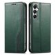 thumbnail image 1 of Funda tipo cartera para Samsung Galaxy S25 de piel con cierre magnético, ranuras para tarjetas y correa para la muñeca Verde, 1 of 6