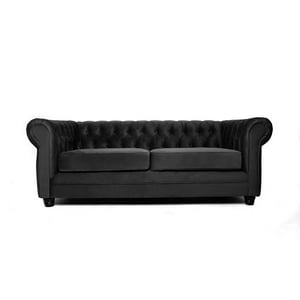 Barra Design - Sofá Chesterfield 3C Felpa Negro