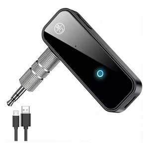 Veat00L - Receptor Auxiliar Bluetooth 5.0 Adaptador Aux 3.5Mm Cancelación Inteligente De Ruido 16 Horas De Extra Larga Duración Llamadas Manos Libres Doble Conectividad