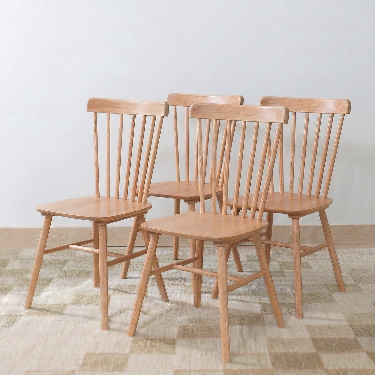 Pack 4 Sillas De Comedor Windsor Madera Natural Venhoouse