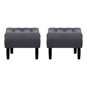 Bodevir - Set Pouf Wood 1C Felpa 00 Gris