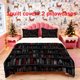 thumbnail image 1 of 3pcs Black and White Bookshelf with Red Books Print Bedding Set Duvet Cover and Pillowcases, 1 of 5