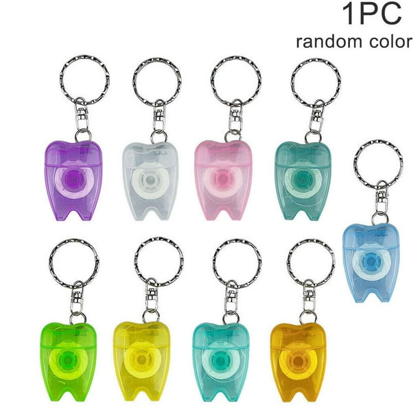 Dental Floss Tooth Shape Keychain Teeth Cleaning Gum Care Oral Hygiene Teeth Care Portable Dental Floss Personal Health