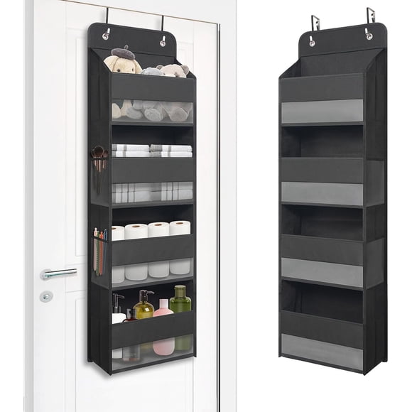Organizador De Puerta 4 Bolsillos Transparentes Negro 117 Cm