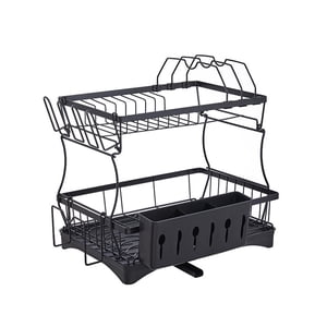 Magideal - Estante De Secado De Platos De 2 Niveles Con Bandeja De Drenaje Utensilio Caddy Coladores De Platos Jaula De Palillos De Drenaje Para Gabinete Comedor
