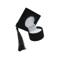 Magideal - Organizador De Anillos Con Forma De Sombrero De Graduación, Diseño De Gorra, Empaque Para Anillos, Exhibición De Tienda, Soporte De Joyería Con Borlas Negro