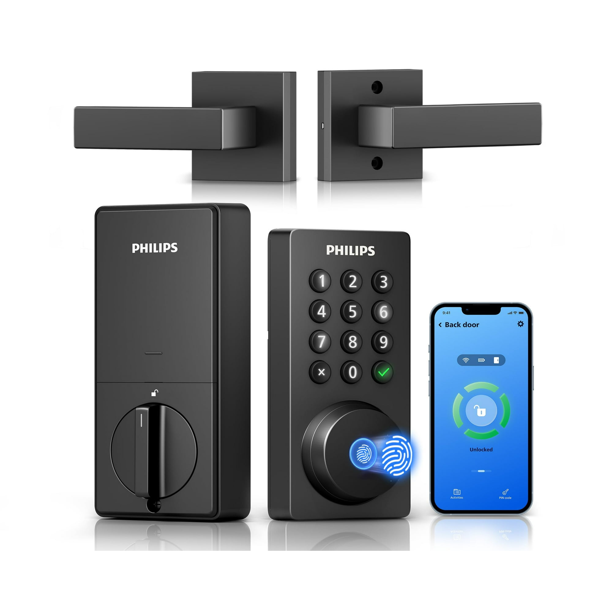 Cerrojo Wifi Philips Smart Lock Con Manija Para Puerta Delantera
