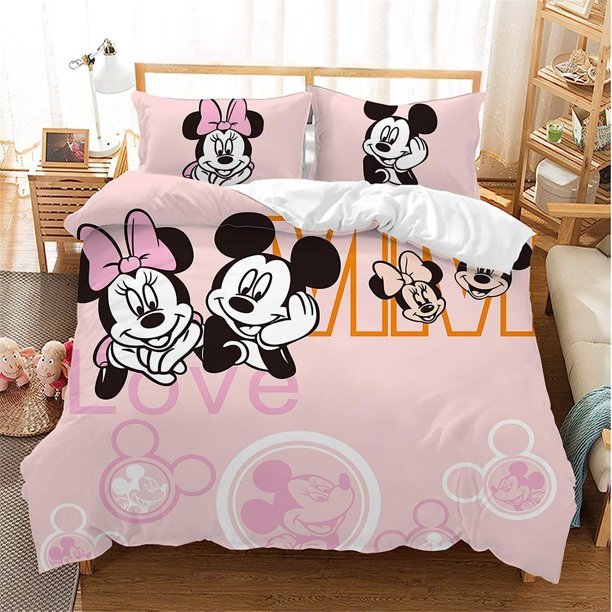 Mickey Mouse Pattern Bedding Set Children's Bed Bed Bedroom Pillowcase Duvet Cover Three Piece Set Bed Sheets