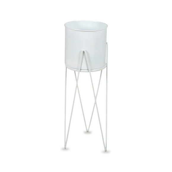 Porta Macetero Pedestal Decorativo Blanco 63 cm