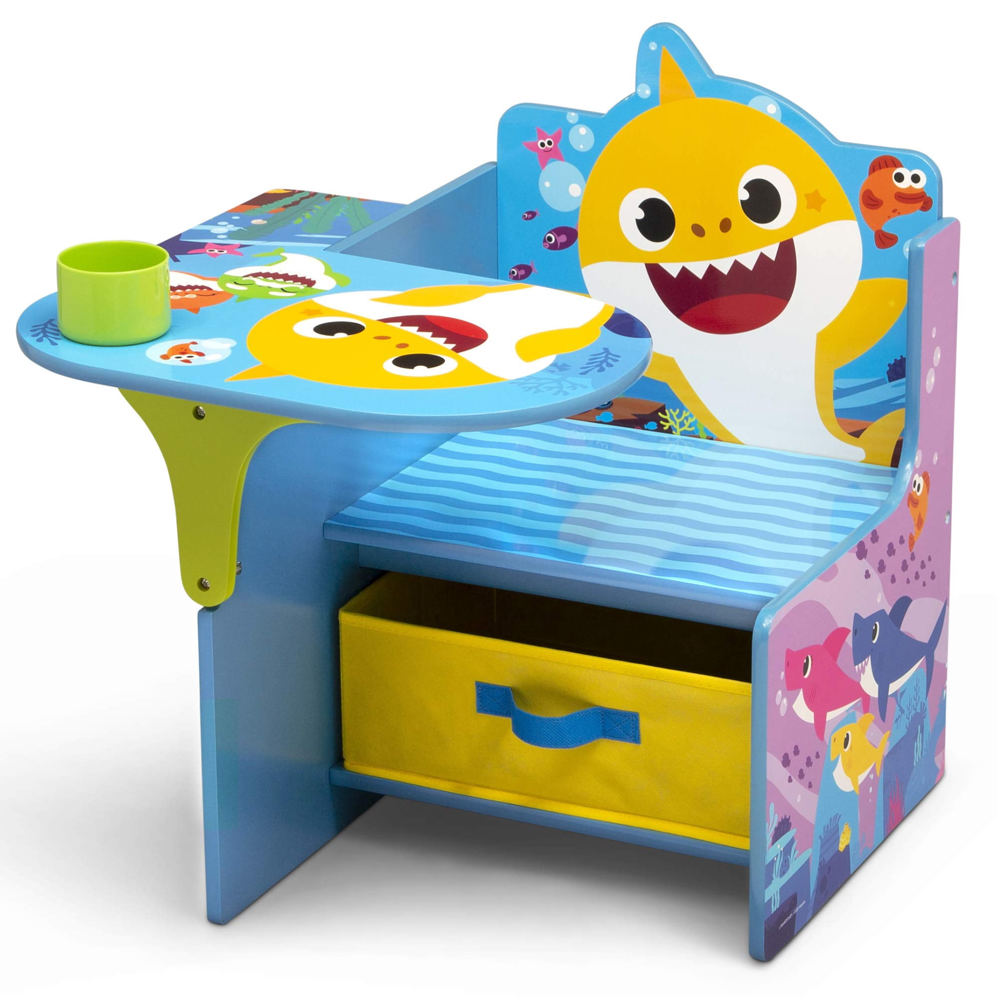 Silla Y Escritorio Baby Shark Para Niños Con Almacenamiento Delta Children 52x58x59 Cm