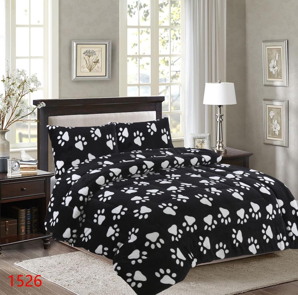 Genérico - Cobertor Chiporro 2 Plazas - Negro Patitas