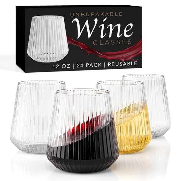 Exquisitas copas de vino sin tallo irrompibles de 350 ml, 24 piezas