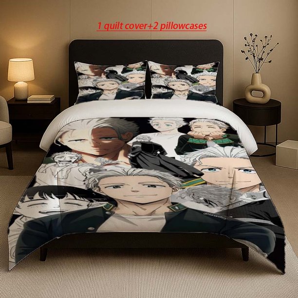 Silvery Hair Hajime Umemiya Character Multi-Style Expression Collage Pattern Bedding Set Soft and Comfortable Suitable for All Seasons