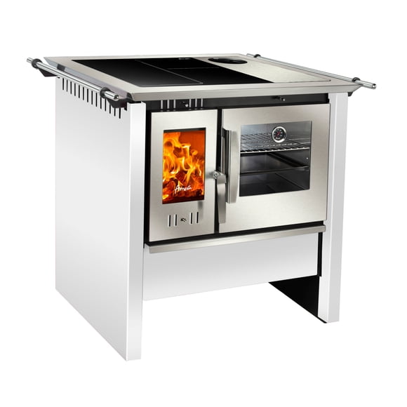 Cocina comb lenta a leña Amesti Allegra Vitrox Blanco