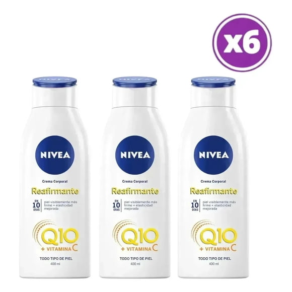 PACK 06 Crema Corporal Nivea Q10 + Vit C Reafirmante 400 ml.