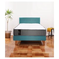 Latam Home - Cama Europea Zen Best 1.5 Plaza Colchon Resortes Base Dividida + Respaldo Tela Turquesa