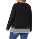 thumbnail image 3 of Agnes Orinda Conjuntos de Halloween para Mujeres Tallas Grandes Blusa Casual de Manga Larga con Detalle de Botón, Cuello Henley a Rayas en Capas, Bloque de Color, Talla 3X Negro, 3 of 6