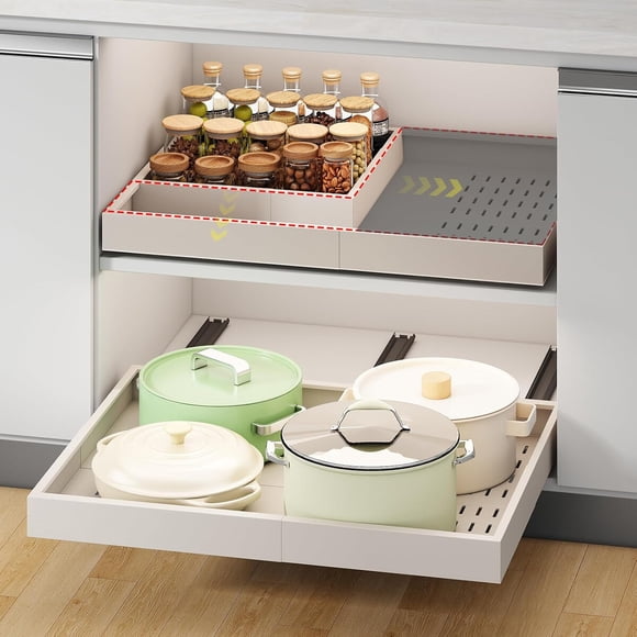 Fokyfok Pull-Out Cabinet Organizer, Expandable, 14–21 in W, 17–24 in D