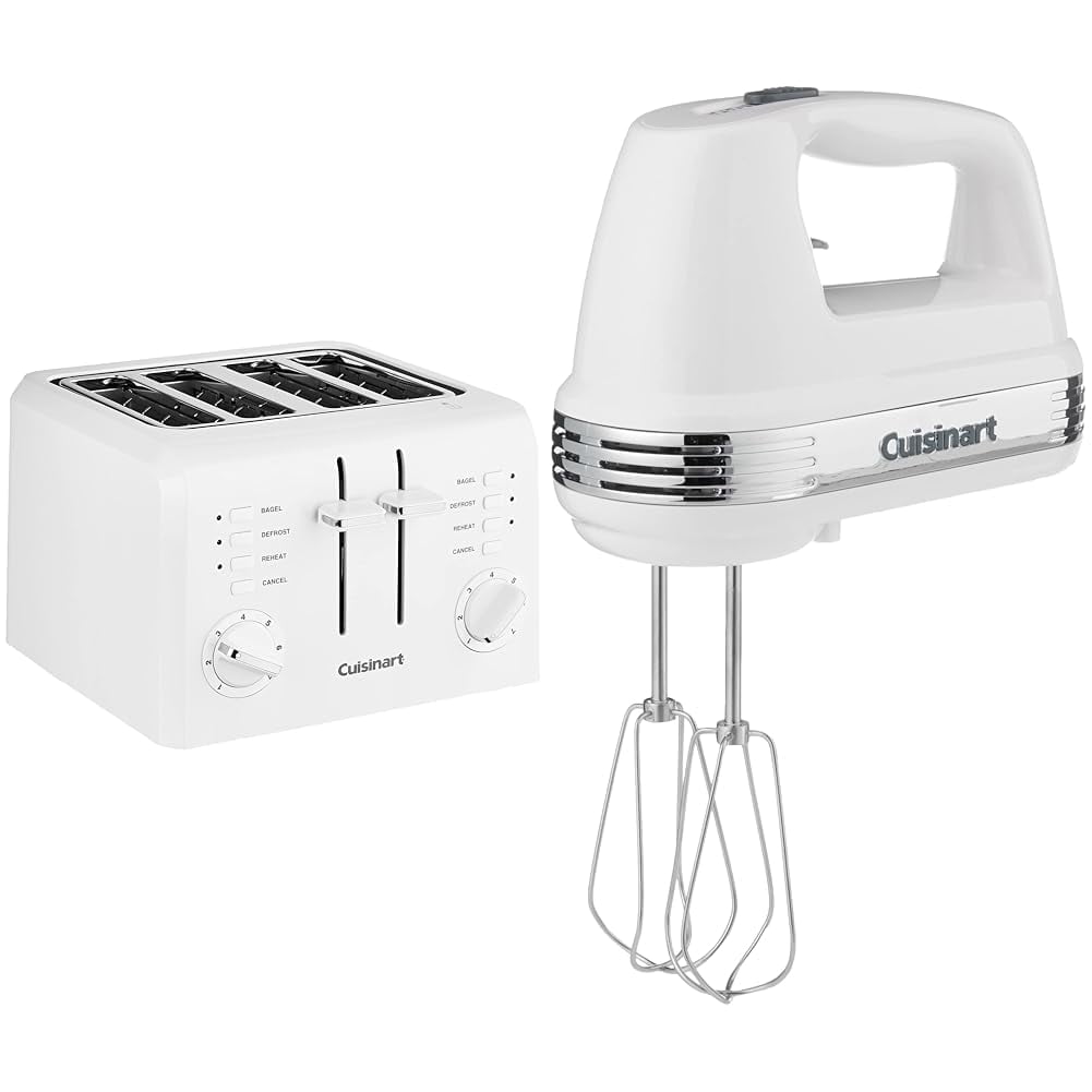 Tostadora Y Batidora De Mano Cuisinart Cpt-142p1 De 4 Rebanadas, Color Blanco