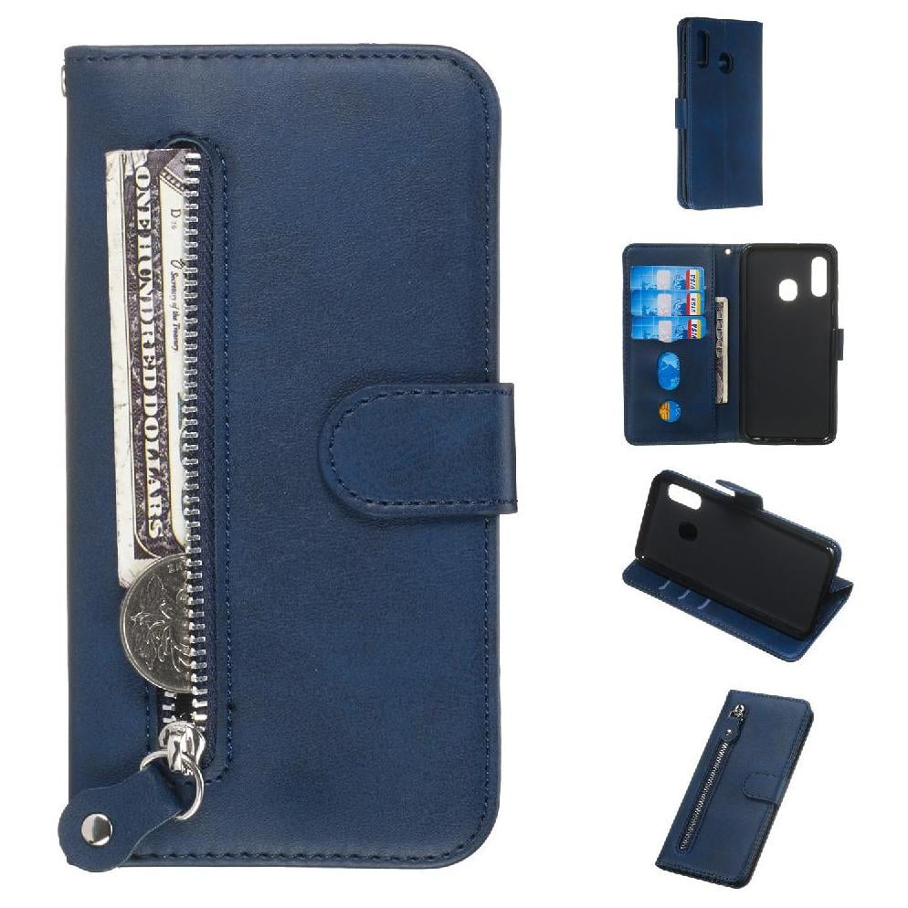 Gangxun - Funda Con Cremallera Para Samsung Galaxy A20e, Carcasa Cartera De Cuero Pu Con Soporte Y Tarjetero
