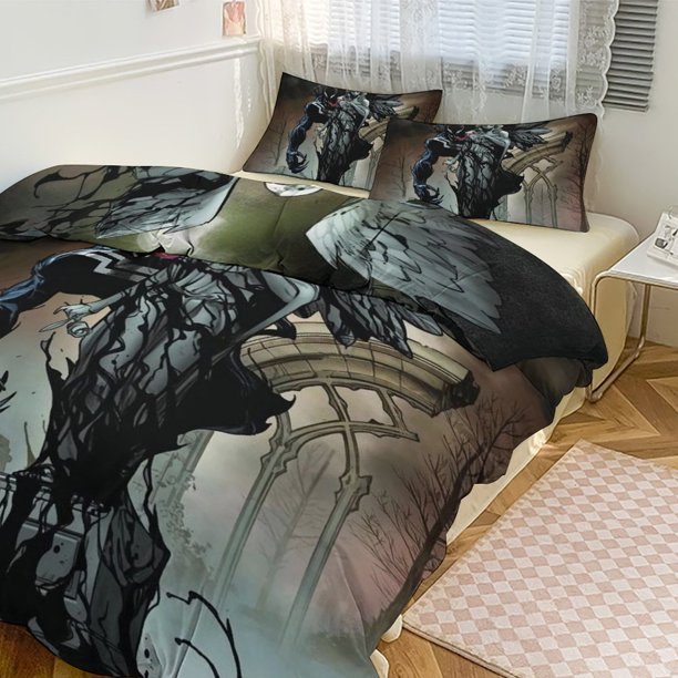 Venom Print Bedding Set Pattern Duvet Cove Set 3 Pieces 1 Quilt Cover And 2 Pillowcases for Women Men Teens