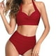 thumbnail image 1 of Traje de baño de dos piezas de color sólido para mujer, bikini sexy con cordones y cintura alta, traje de baño de primavera y verano, 1 of 5