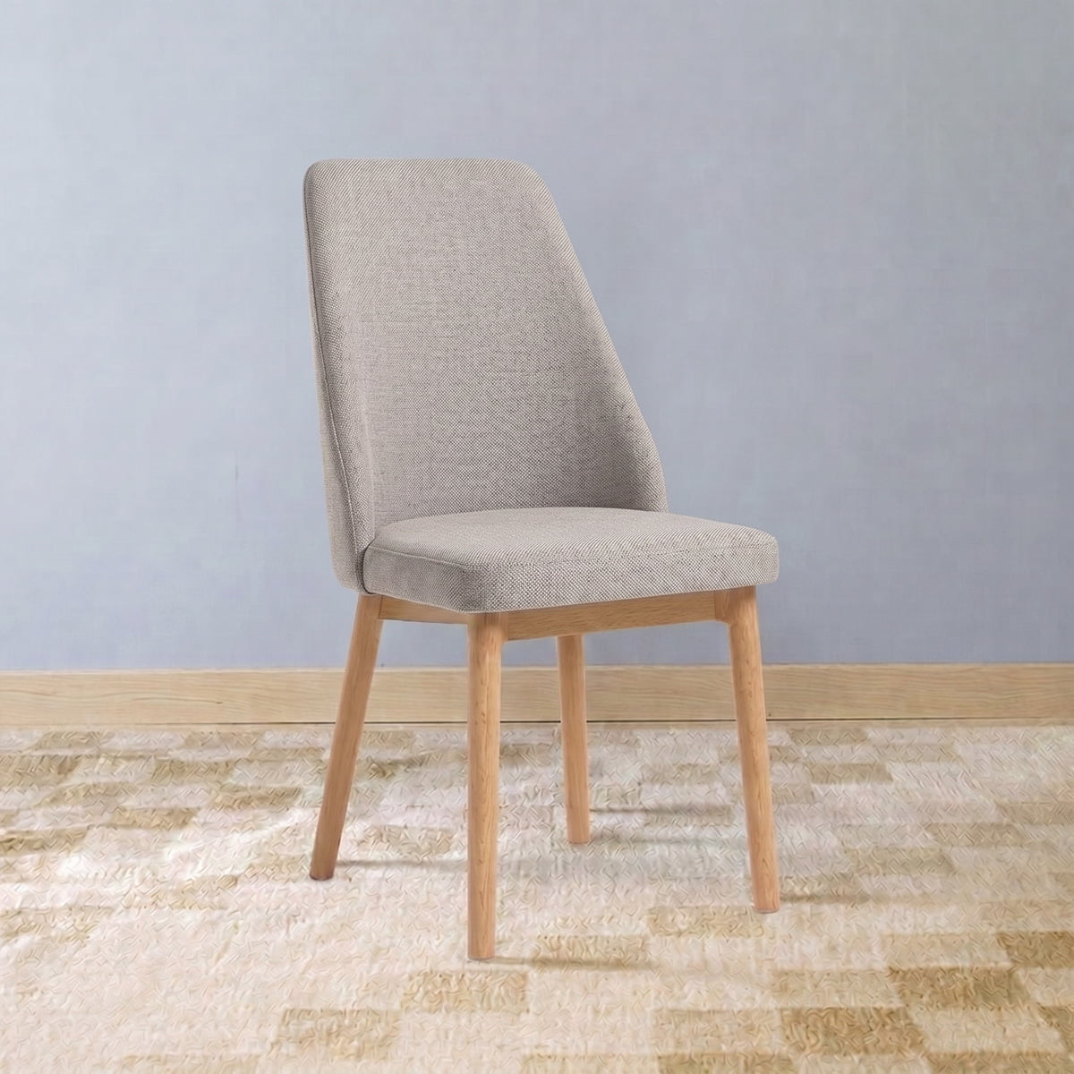 Venhoouse - Silla Comedor Lena Madera Asiento Acolchado Poliéster Greige
