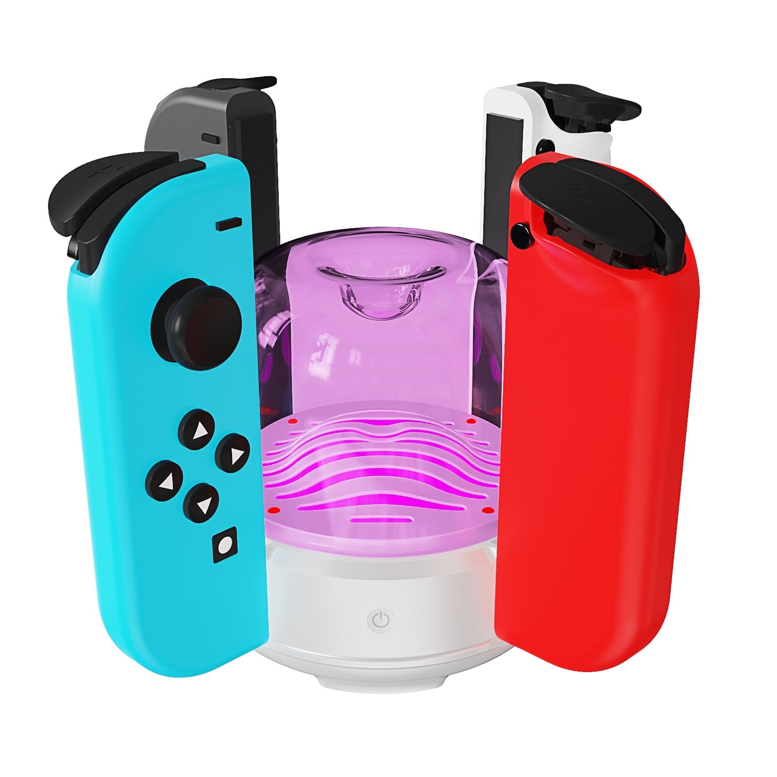 Estación De Carga Aaronmei Circular 4 Puertos Para Controles Nintendo Switch Joy-cons Blanco