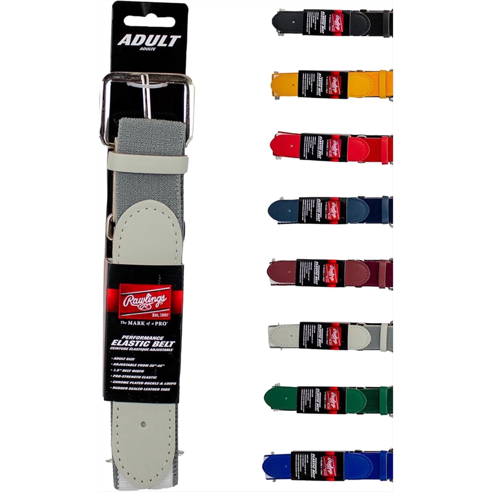 Cinturón Elástico Rawlings Performance Baseball/fastpitch Para Adultos, Gris