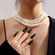 thumbnail image 2 of Collar de perlas para mujer, gargantilla de perlas, collar de perlas de 3 capas, collar de múltiples hilos, collares de perlas, regalos de Navidad para adolescentes, 2 of 7