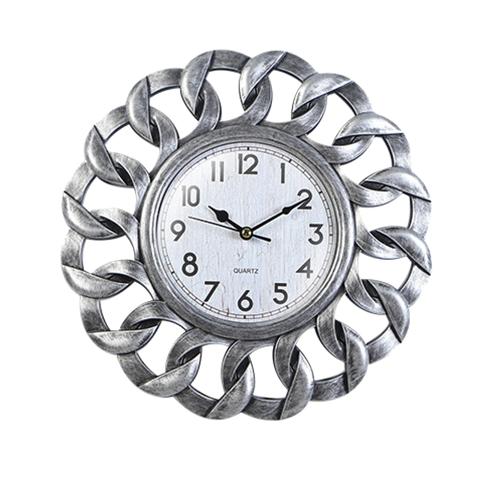 Bothyi - Reloj De Pared Retro Silencioso Elegante Decorativo Para Decoración Comedor Restaurante Plata