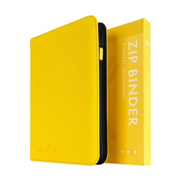 Carpeta coleccionable Vault X con 9 bolsillos y cierre de 360 tarjetas, color amarillo