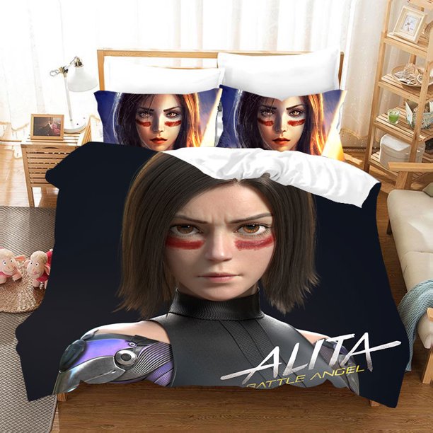 Anime Movie ALITA Battle Angel 2_3pcs Bedding Set Boys Girls Twin Size Duvet Cover Pillowcase Bed Kids Adult Home Textiles Bed Sheets