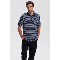 Fashionspark - Polera Hombre Mini Rayas Azul Marino