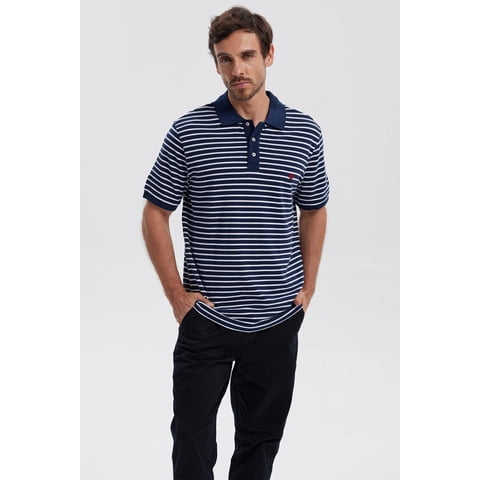 Fashionspark - Polera Hombre Mini Rayas Azul Marino