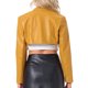 thumbnail image 3 of INSPIRE CHIC Chaqueta corta de mujer de piel sintética con cuello alto, cremallera frontal y manga larga L Amarillo, 3 of 6