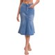 thumbnail image 4 of INSPIRE CHIC Falda de Mezclilla Ajustada de Mujer con Cola de Sirena, Cintura Alta, Volantes, Largo a la Rodilla, Talla S, Azul Cielo, 4 of 6