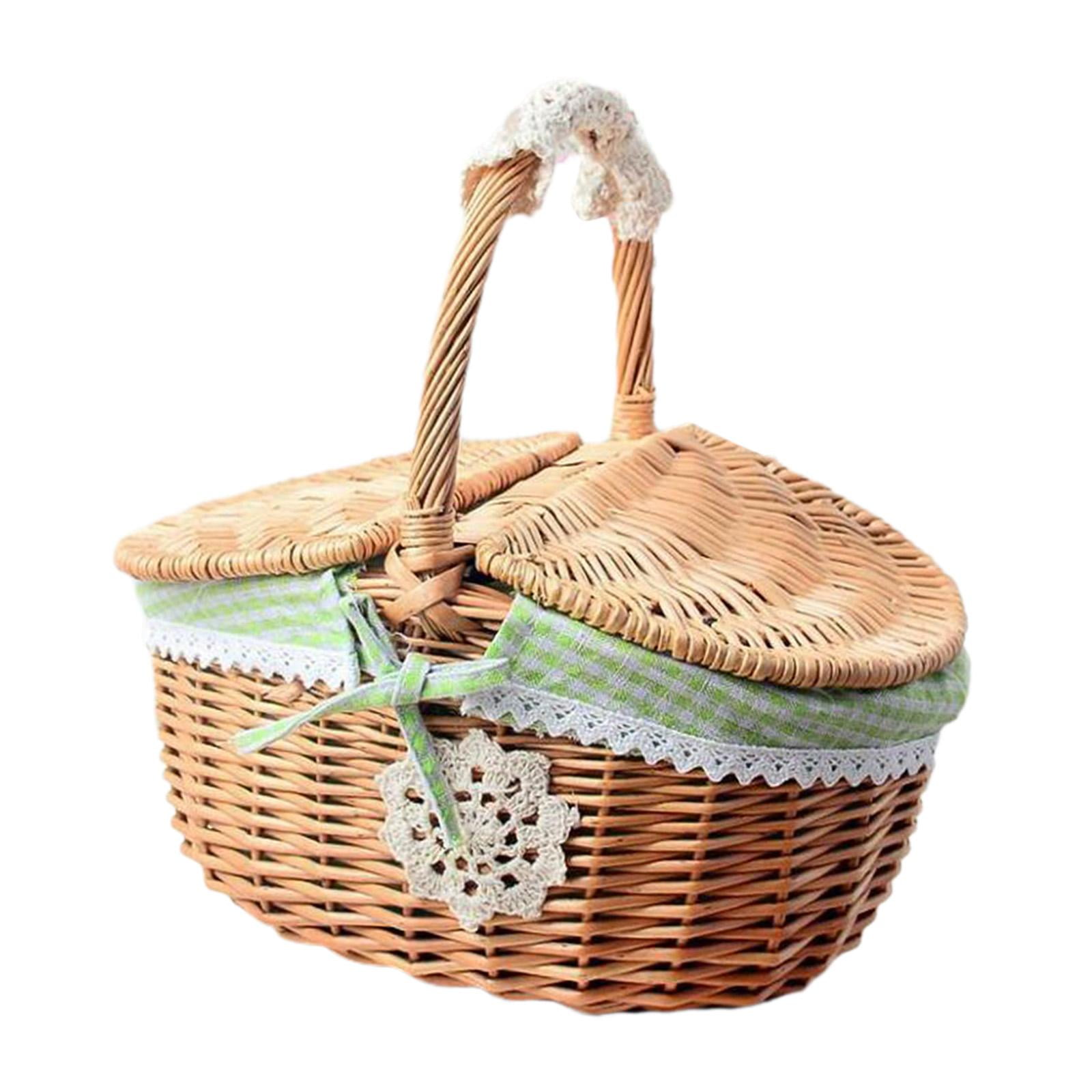 Magideal - Cesta De Mimbre Para Picnic, Cesta De Almacenamiento De Ratán, Cesta De Servicio Duradera, Cesta De Almacenamiento De Mimbre Tejida Para Fiestas Al Aire Libre, Sándwiches Medio